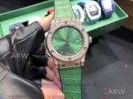 Perfect Replica Hublot Classic Fusion Green Face Rose Gold Diamond Case 42mm Automatic Watch